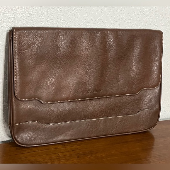 COLE HAAN Dark Brown Genuine Leather Front Flap Underarm Portfolio Briefcase - Picture 2 of 16